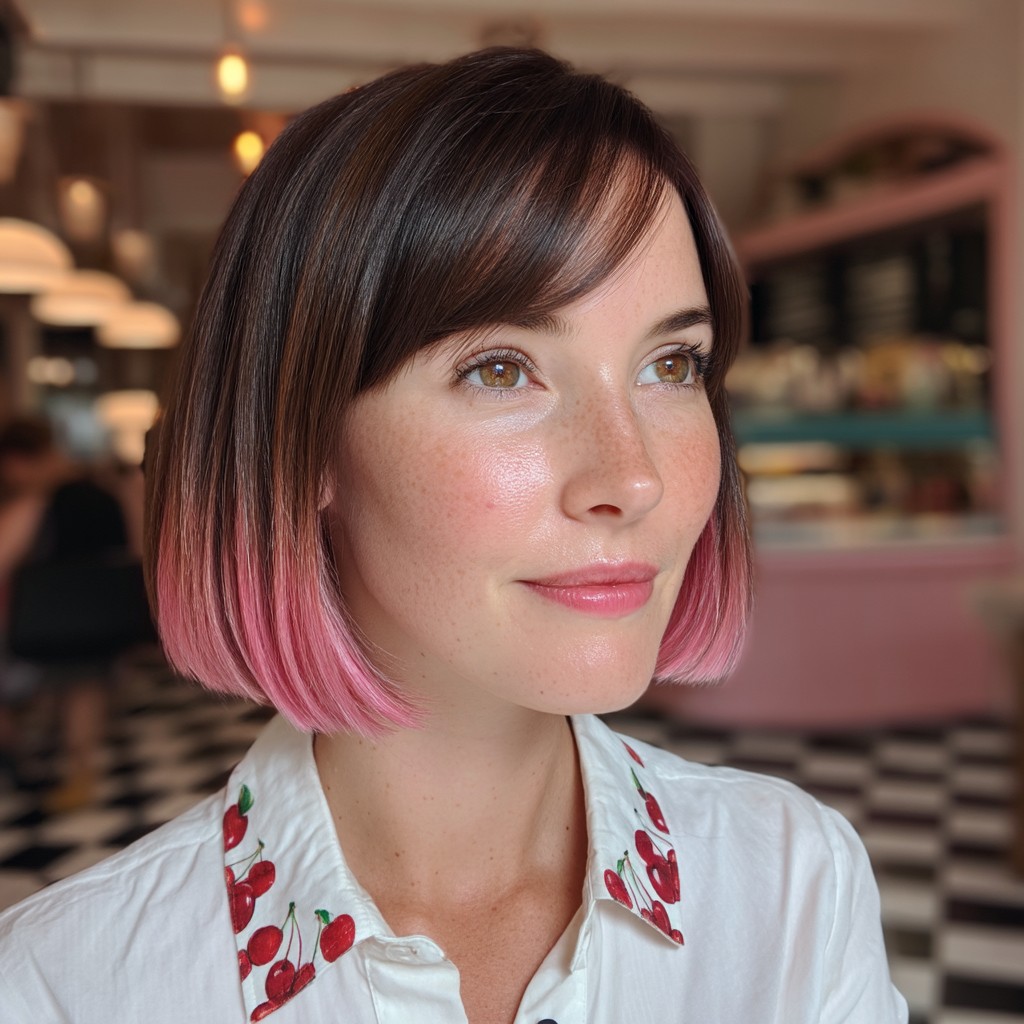 Chic Blunt Bob with Ombre Pink Ends