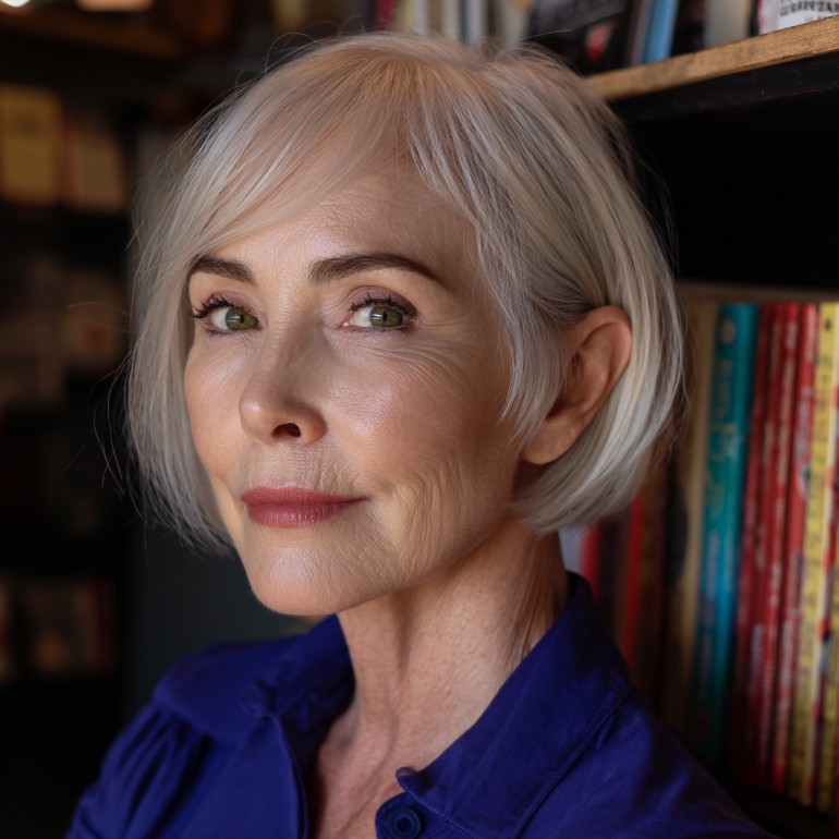 Chic Textured Silver Bob with Subtle Layers