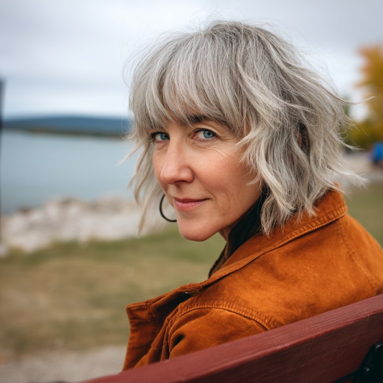 Textured Silver Bob with Soft Waves