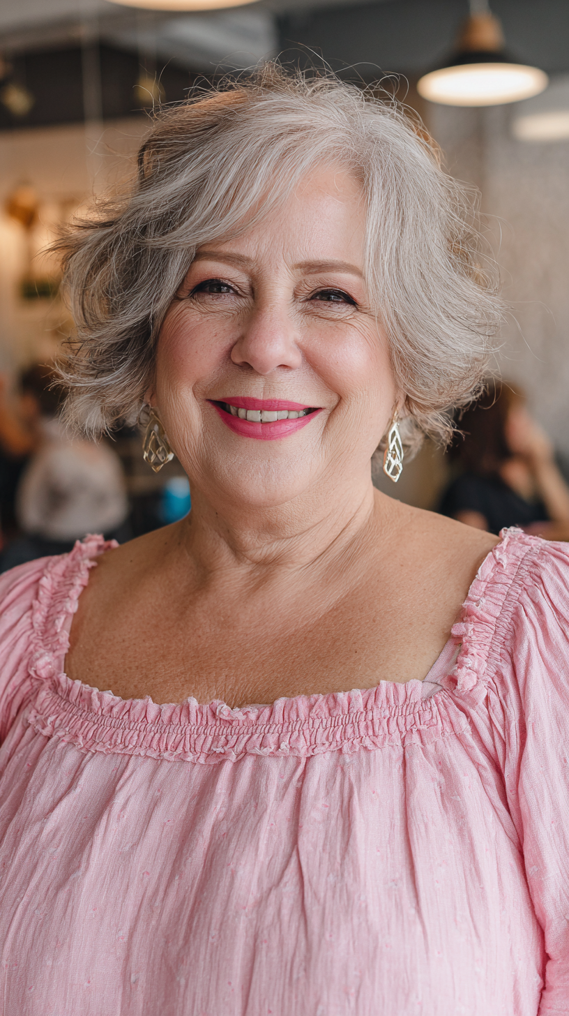 Charming Short Shaggy Cut for Plus Size Over 70