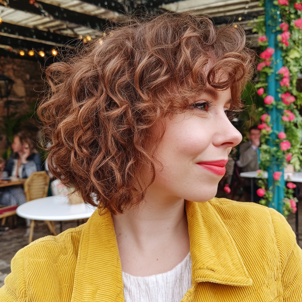 Chic Curly Razor Bob with Soft Layers