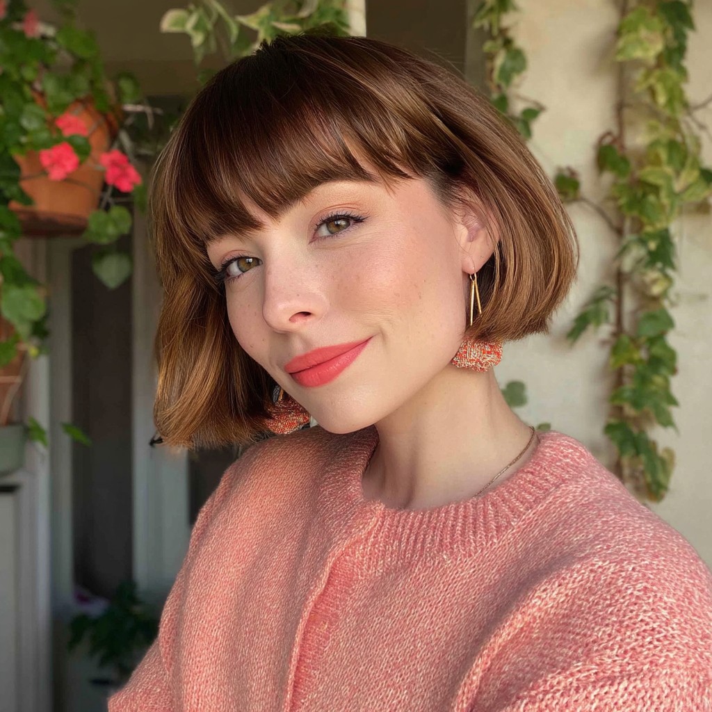 Chic Layered Razor Bob with Bangs