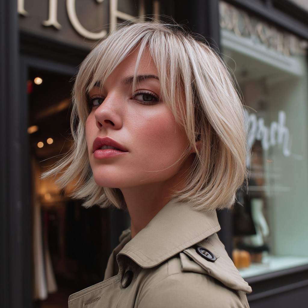 Chic Layered Razor Bob with Face-Framing Bangs
