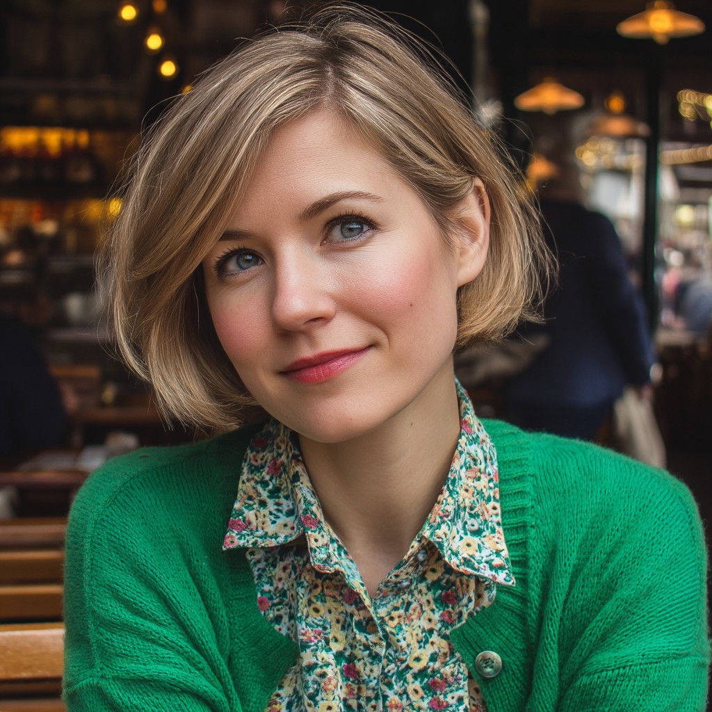 Chic Layered Razor Bob with Subtle Highlights