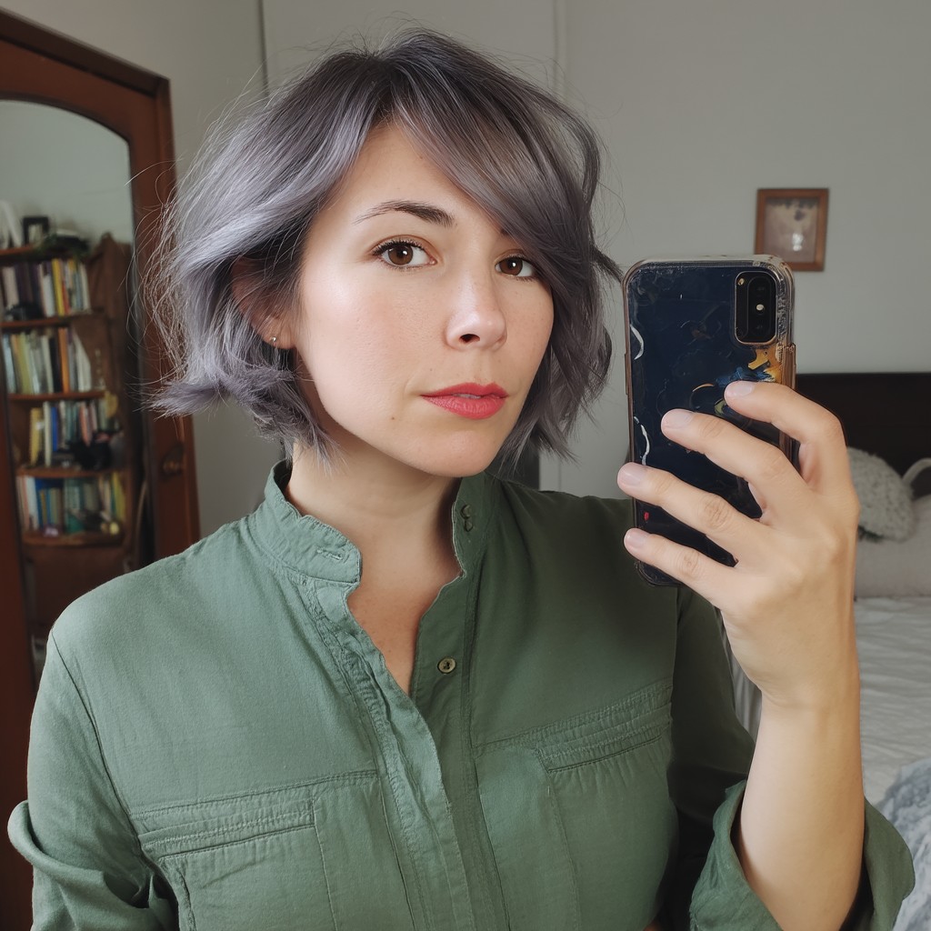 Chic Layered Silver Razor Bob
