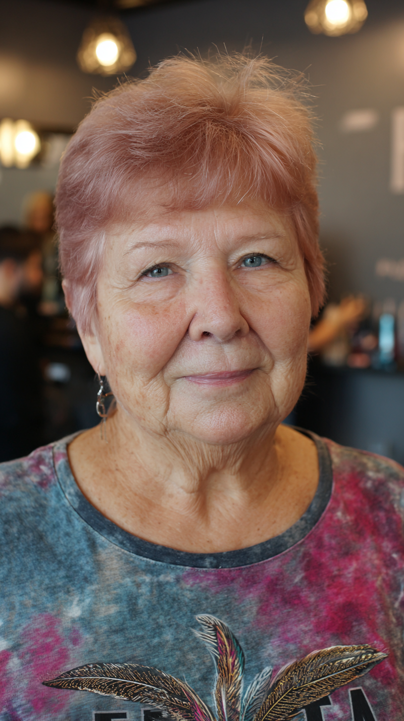 Chic Soft Pixie with Subtle Pink Highlights