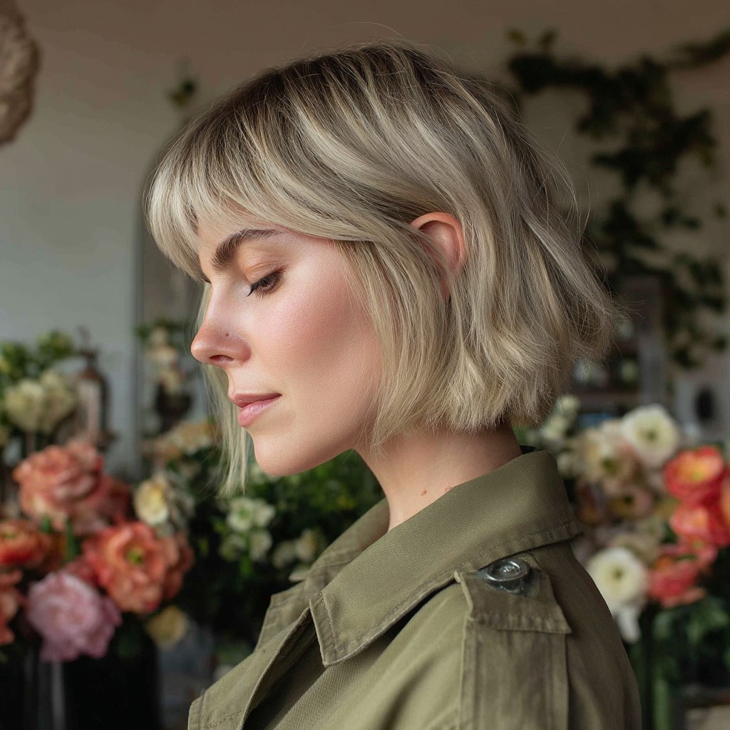 Chic Textured Bob with Soft Bangs