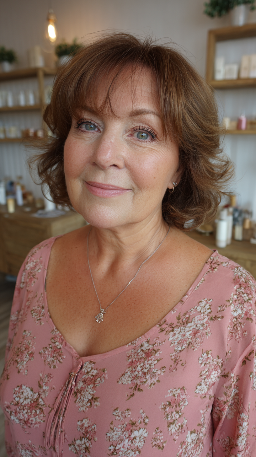 Chic Textured Shaggy Bob for Plus Size Over 70