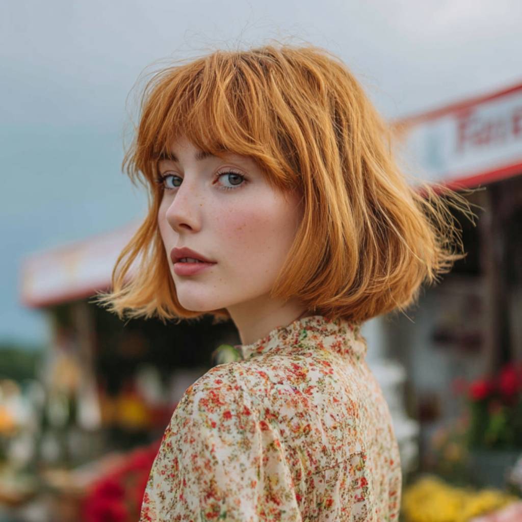 Soft Textured Copper Razor Bob