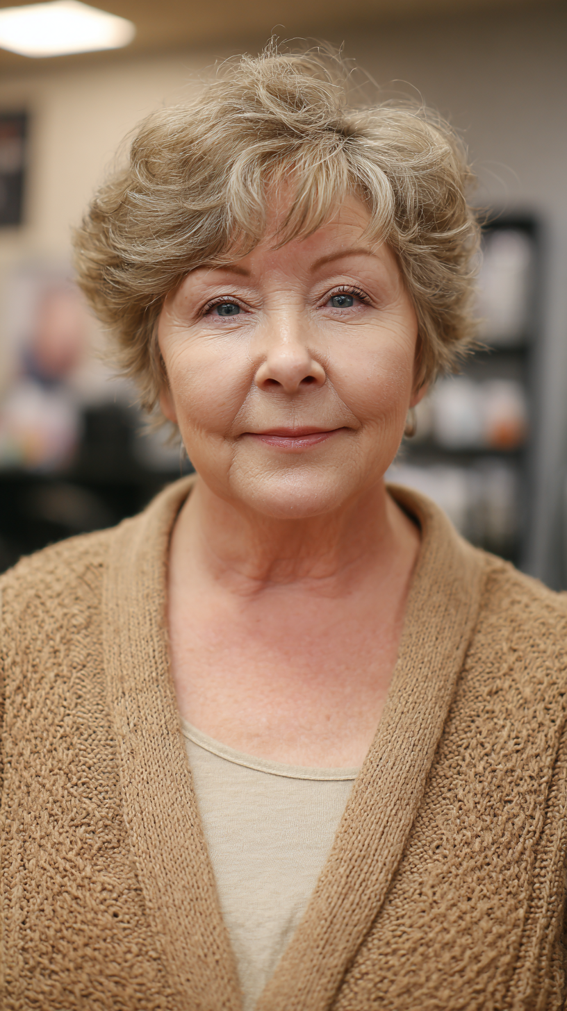 Softly Textured Short Shaggy Cut for Plus Size Over 70