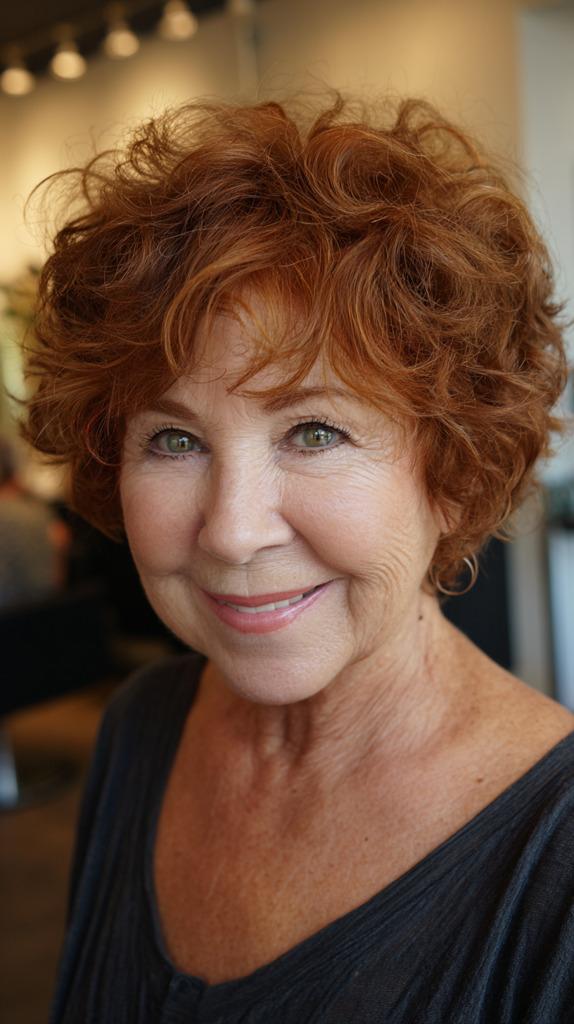 Vibrant Short Shaggy Cut for Plus Size Over 70