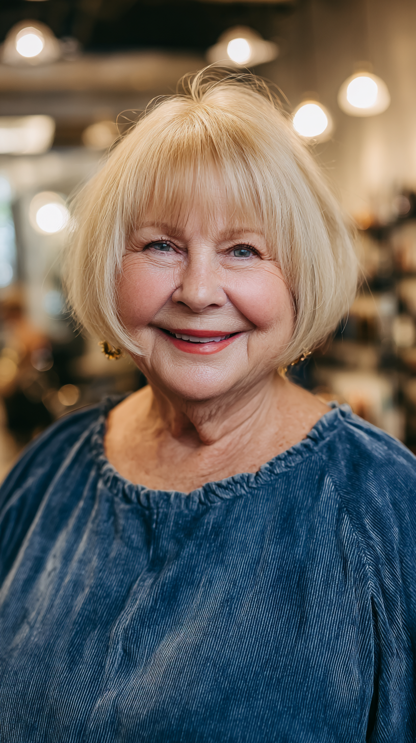 Chic Wispy Bangs with Classic Short Bob