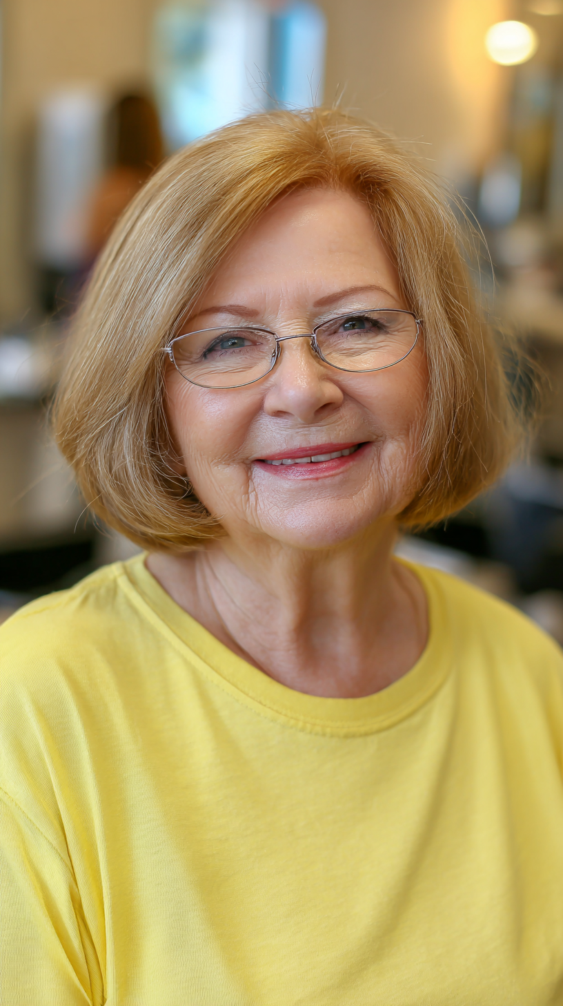 Classic Chin-Length Bob with Soft Volume for Plus Size Over 70