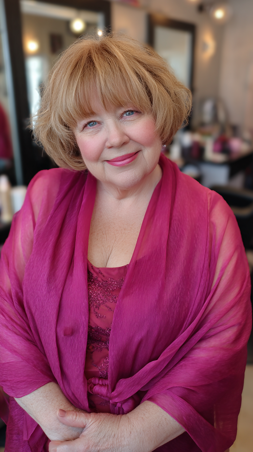 Softly Curled Bob with Gentle Wispy Bangs