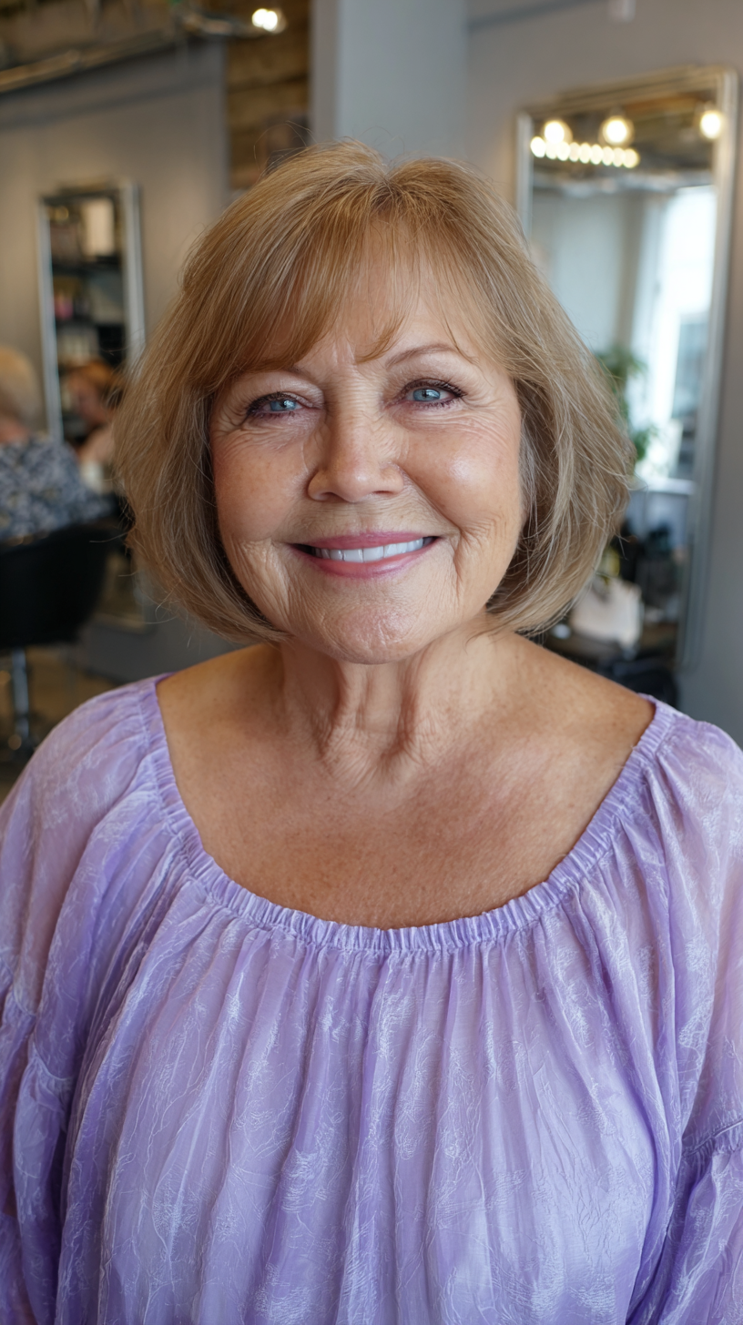 Softly Textured Bob with Gentle Wispy Bangs