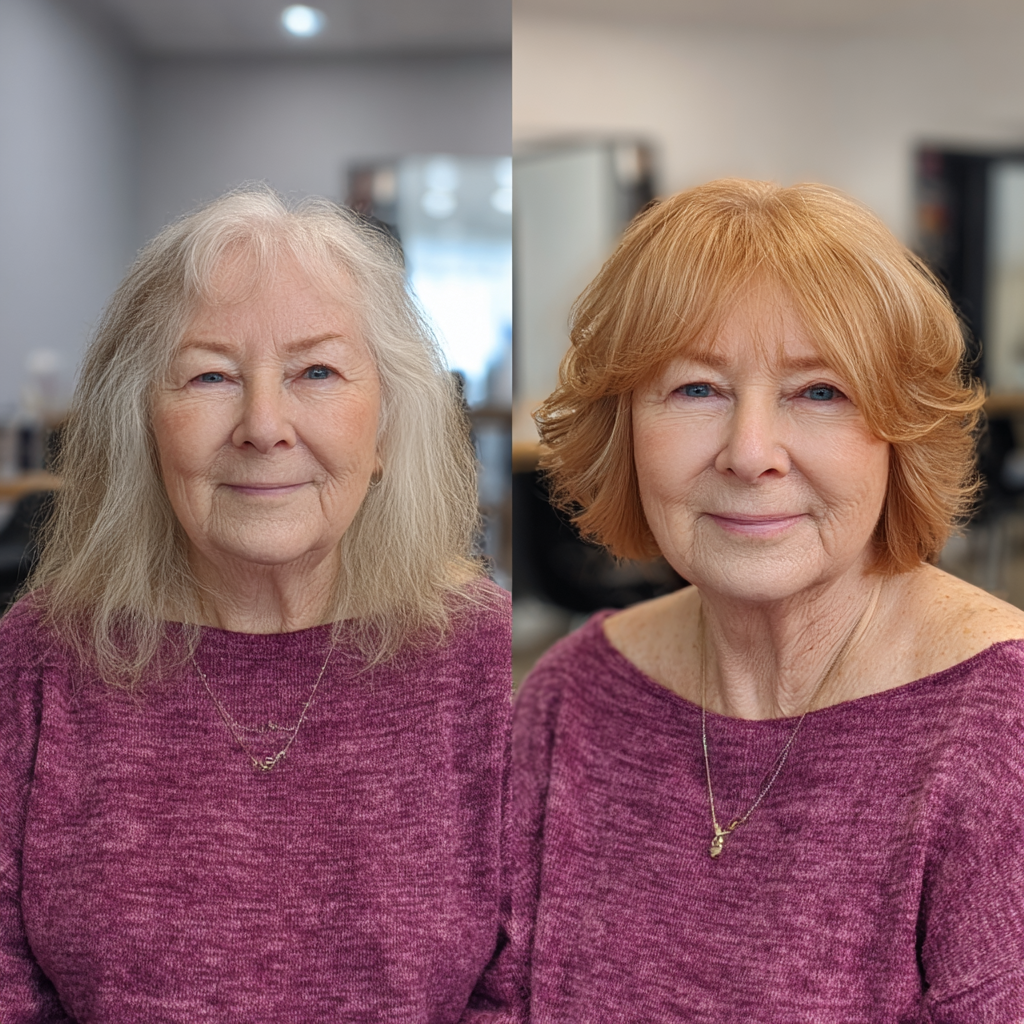 Warm Copper Bob with Soft Wispy Bangs