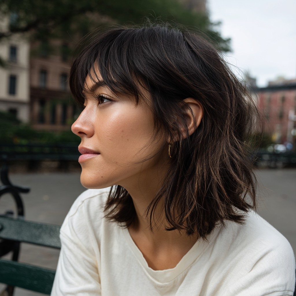 Chic Layered Wolf Cut with Soft Bangs