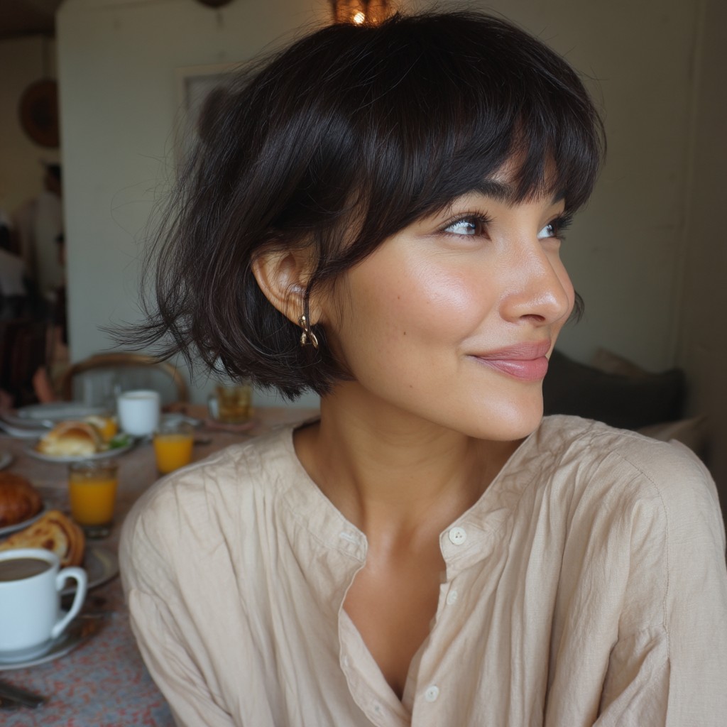 Chic Textured Bob with Soft Bangs