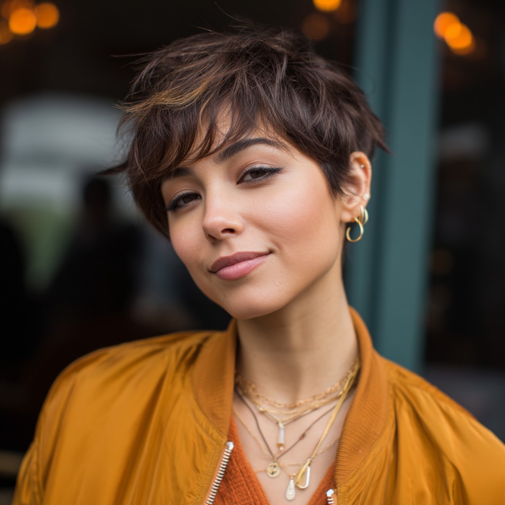Textured Short Pixie Cut with Subtle Highlights