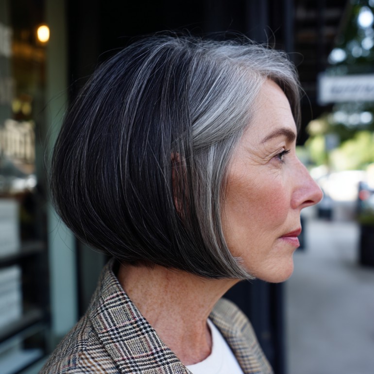 Chic Asymmetrical Gray Bob