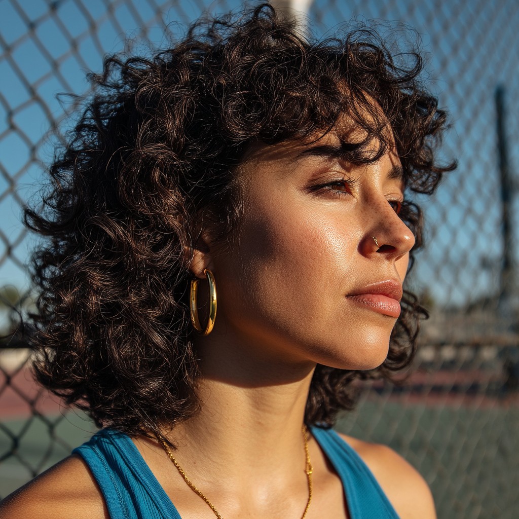Chic Curly Wolf Cut with Soft Bangs