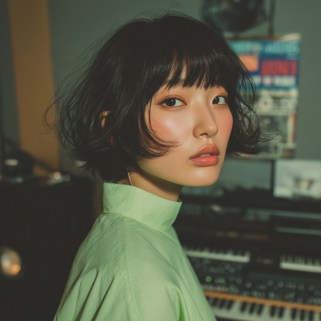 Chic Layered Shaggy Bob with Soft Fringe