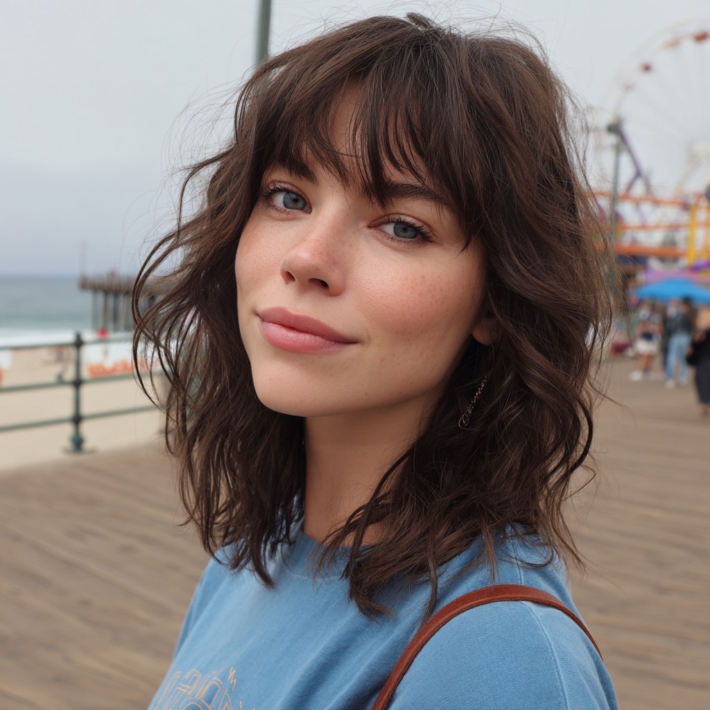 Chic Layered Wolf Cut with Face-Framing Bangs