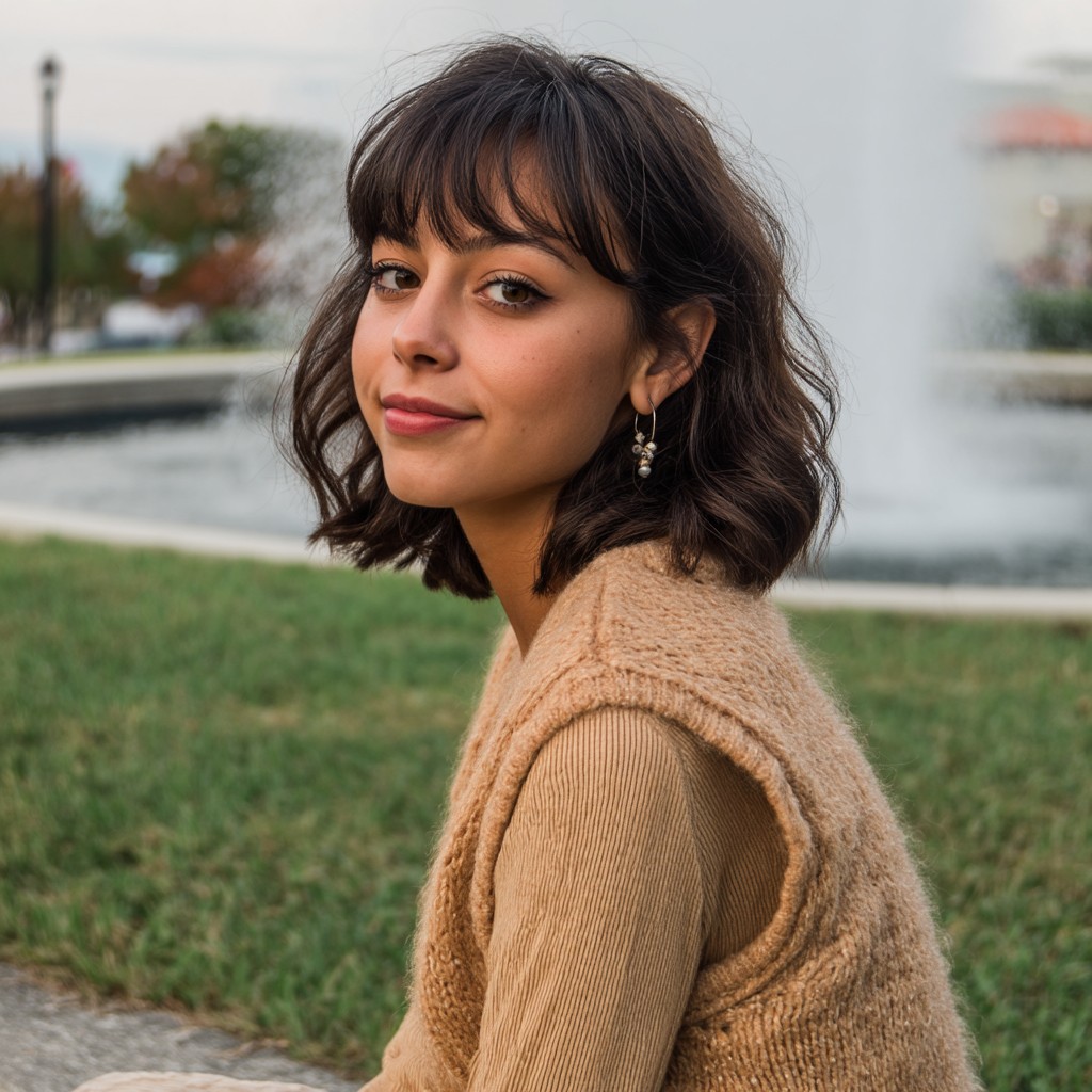 Chic Shaggy Bob with Bangs
