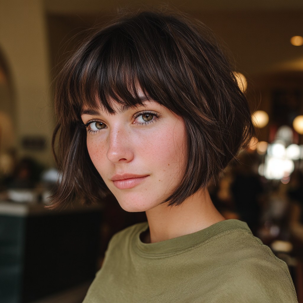Chic Shaggy Bob with Soft Bangs