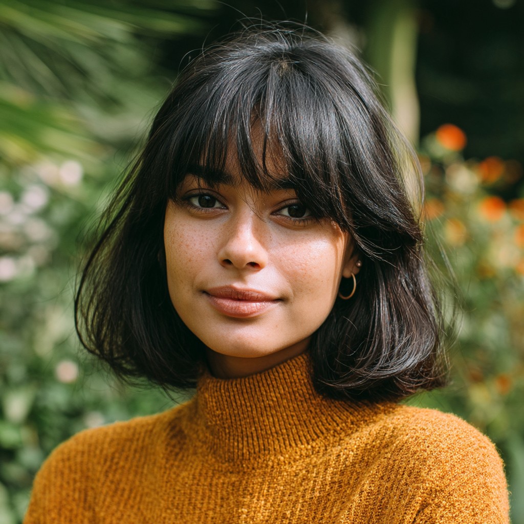 Chic Shaggy Bob with Wispy Bangs