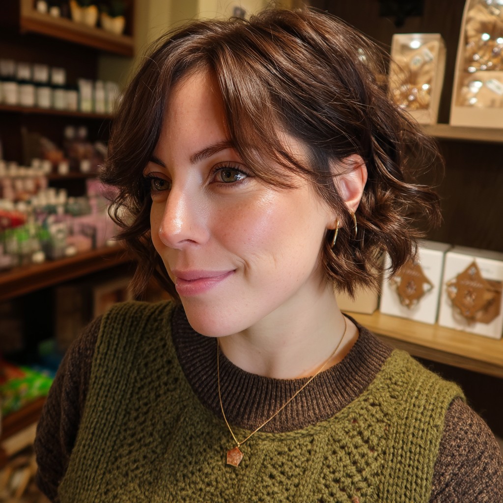 Chic Textured Shaggy Bob with Subtle Waves