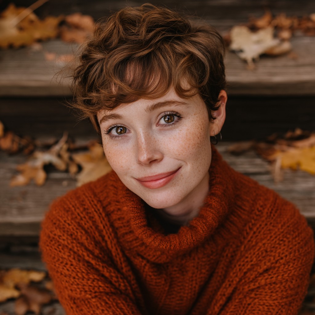 Textured Curly Pixie Cut with Soft Bangs for Square Faces
