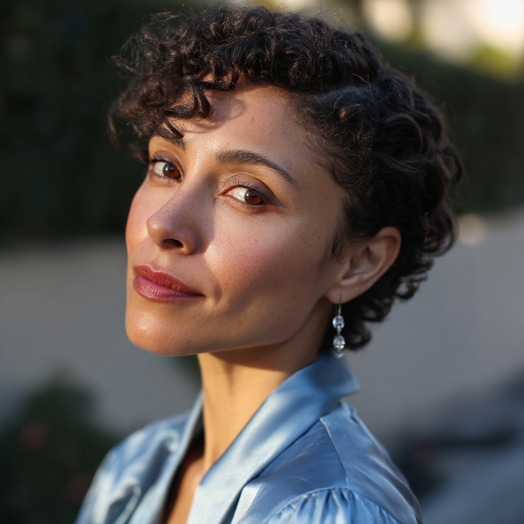 Textured Short Curly Pixie Cut for Square Faces