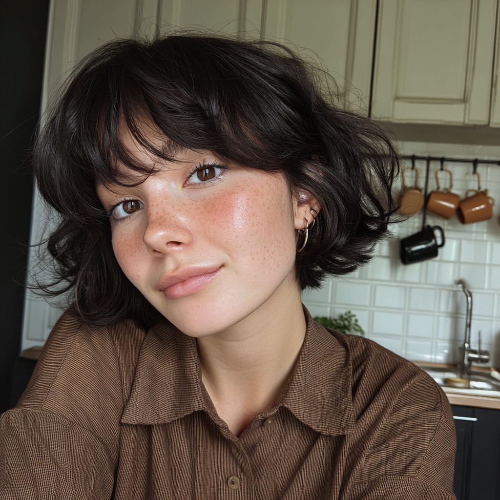 Chic Textured Bob with Soft Curly Layers