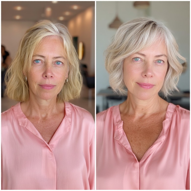 Elegant Layered Bob with Face-Framing Bangs