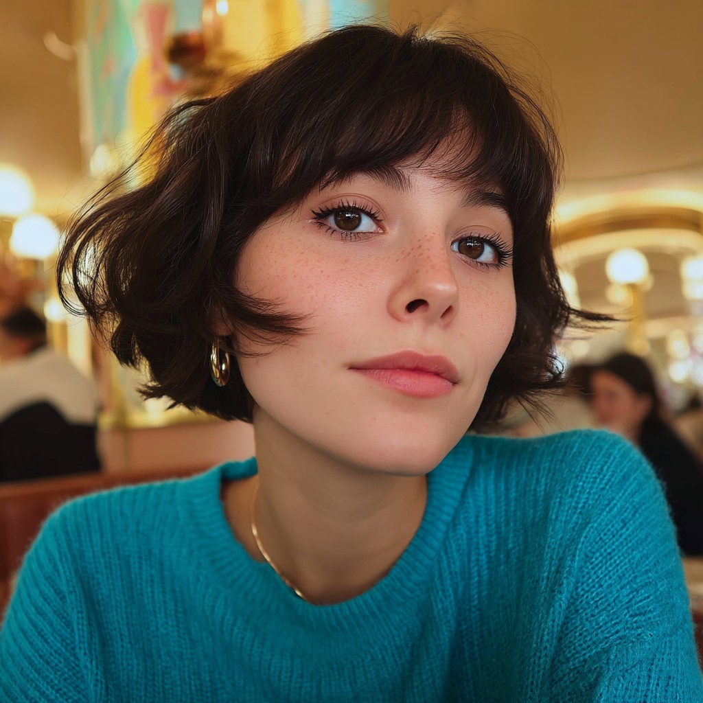 Playful Curly Bob with Soft Bangs