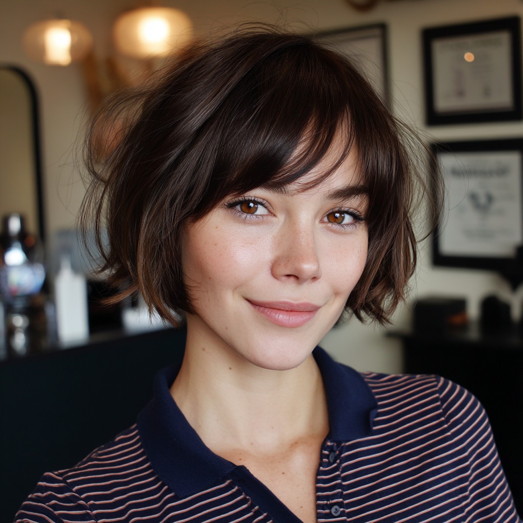 Stylish Textured Bob with Playful Fringe