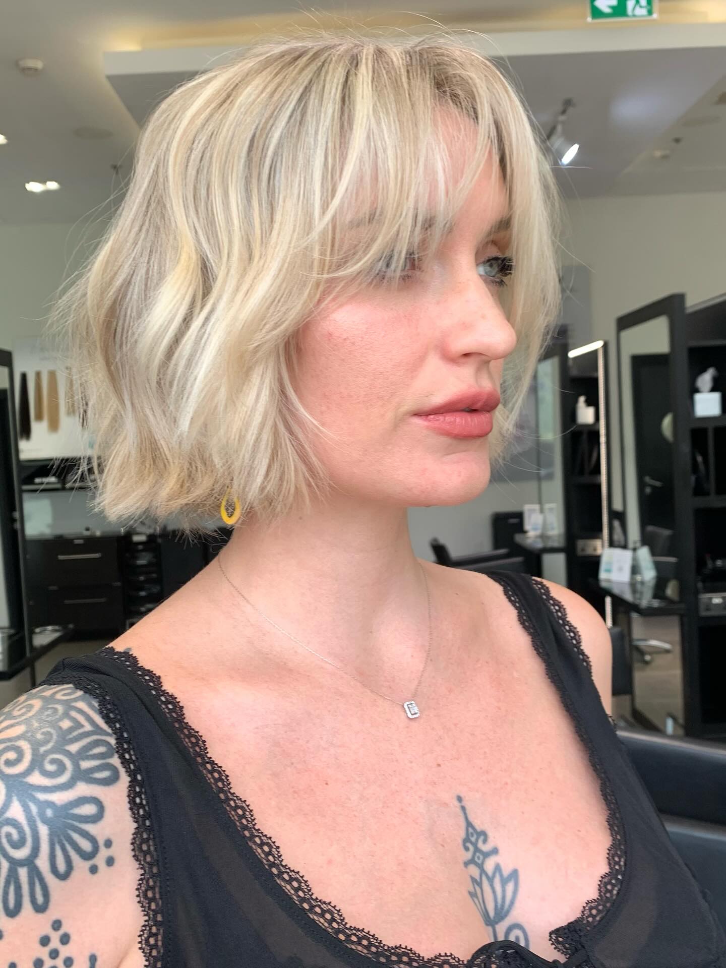 Textured Messy Blonde Bob with Wispy Bangs