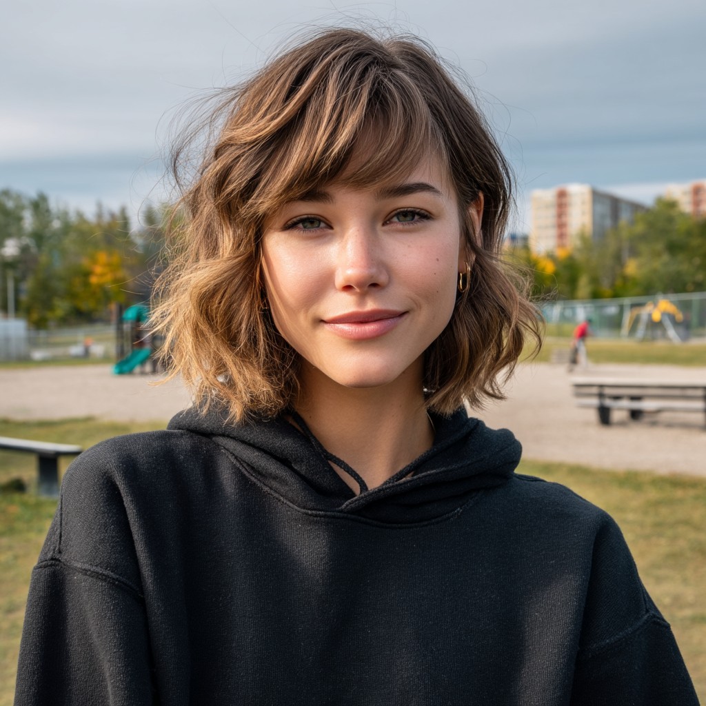 Textured Shaggy Bob with Subtle Bangs