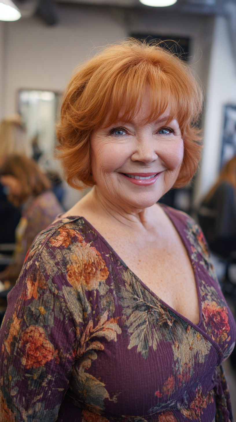 Warm Copper Shaggy Bob with Soft Layers