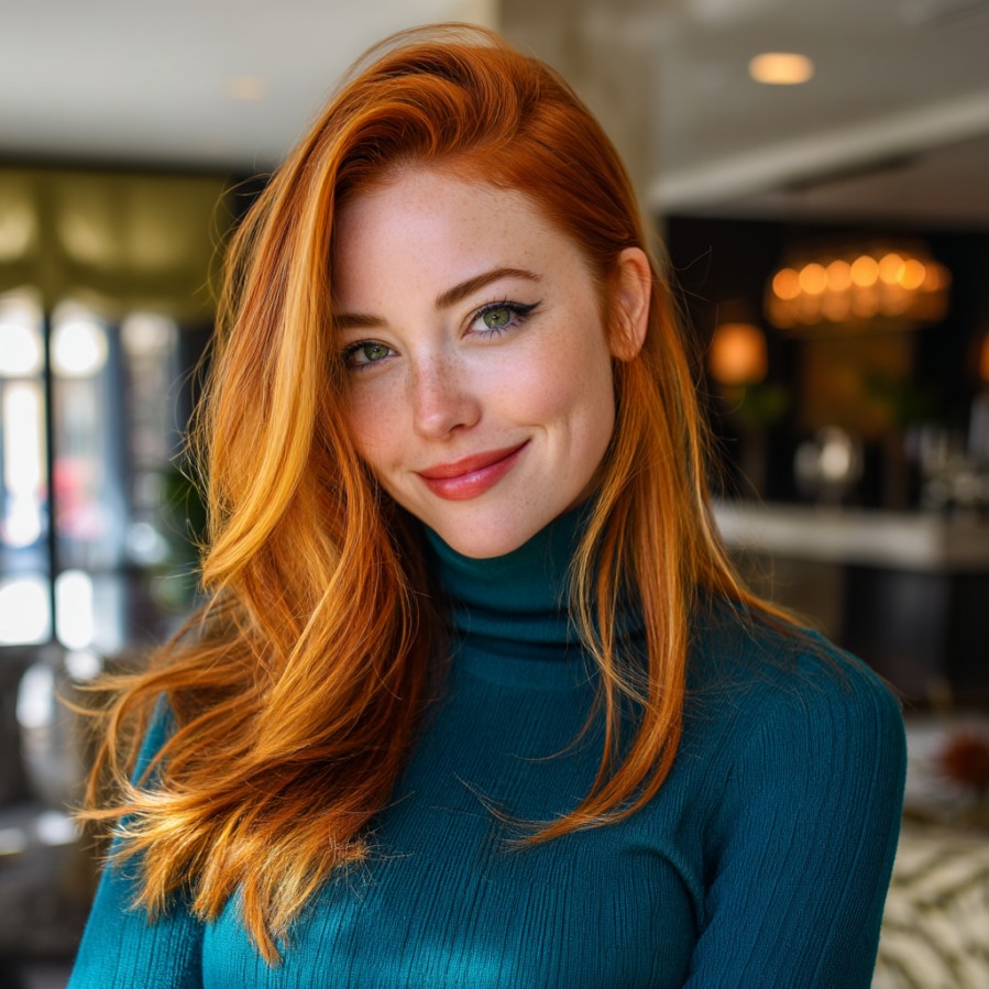 Radiant Long Red and Blonde Hair with Subtle Layers