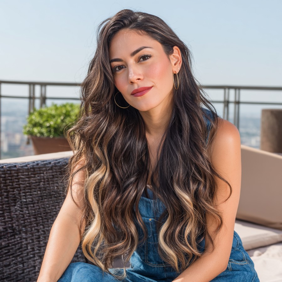 beachy waves with sun kissed highlights
