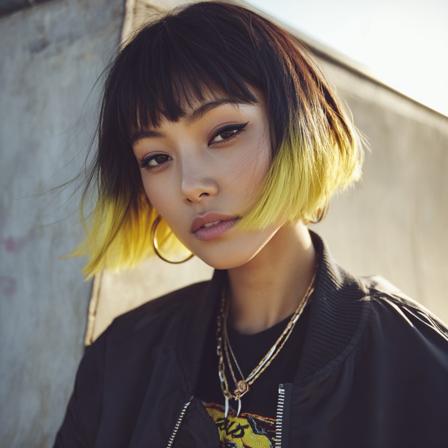 Bold Ombre Bob with Fringe