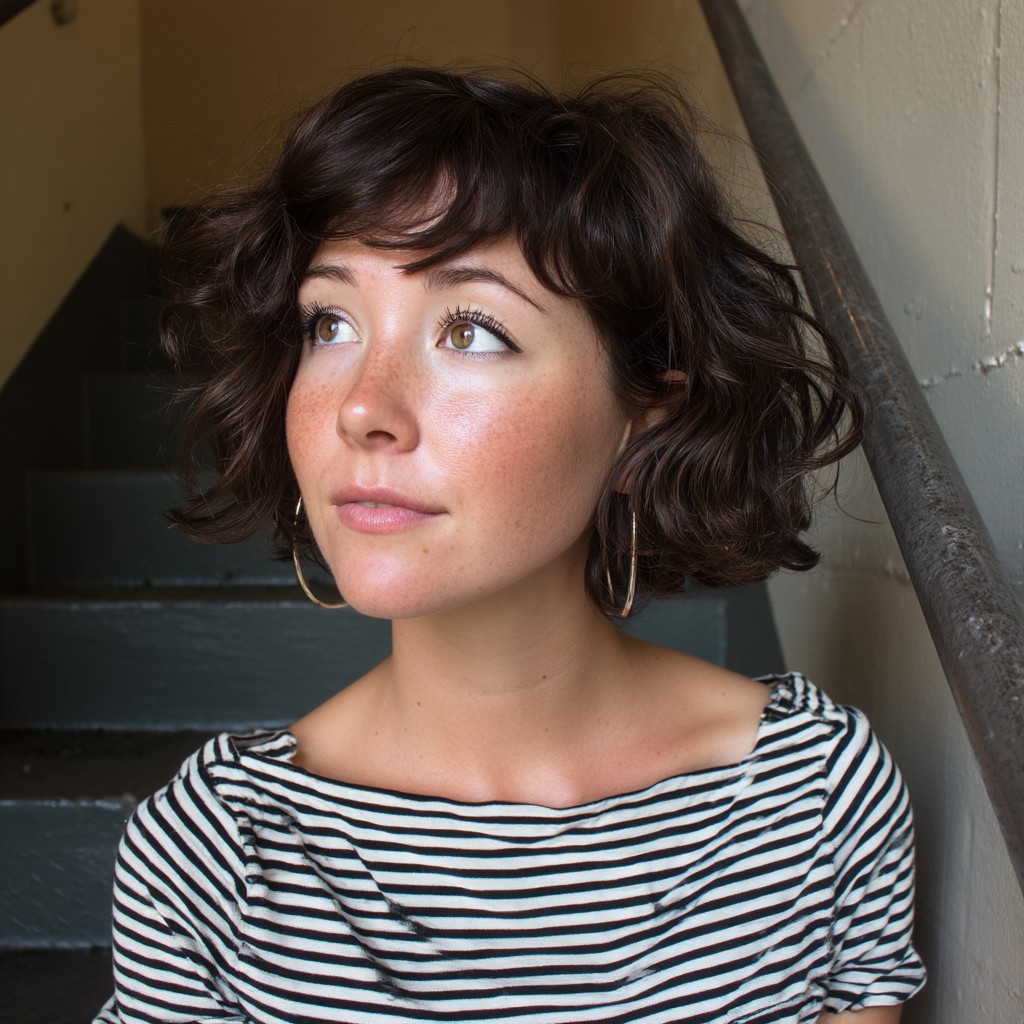 Charming Short Wavy Cut with Defined Curly Texture