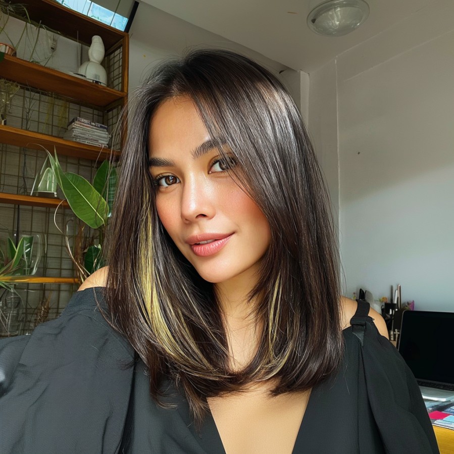 Chic Long Layered Cut with Subtle Caramel Highlights