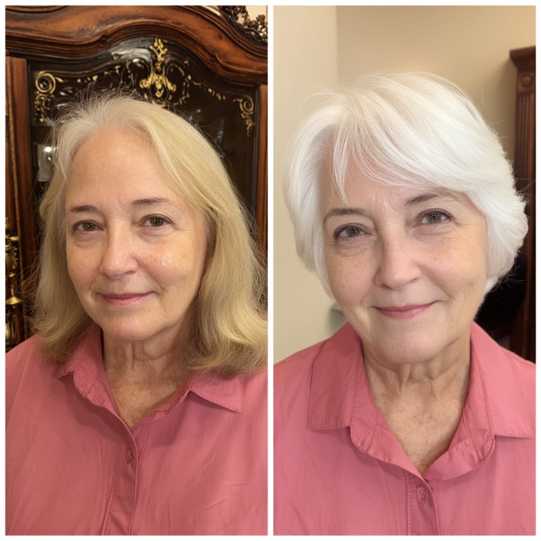 Chic Short Silvery Layered Cut with Soft Edges