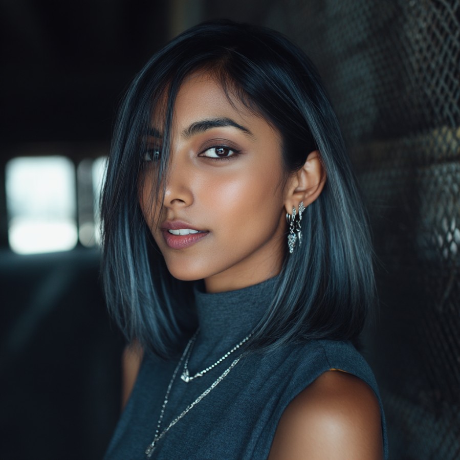 chic smooth lob with subtle highlights