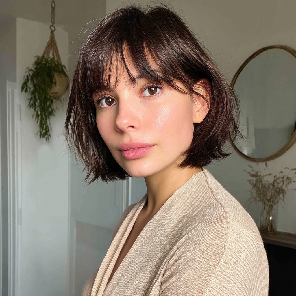 Chic Textured Bob with Playful Bangs