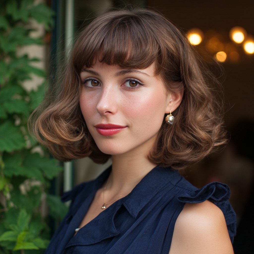 Classic Wavy Bob with Soft Bangs