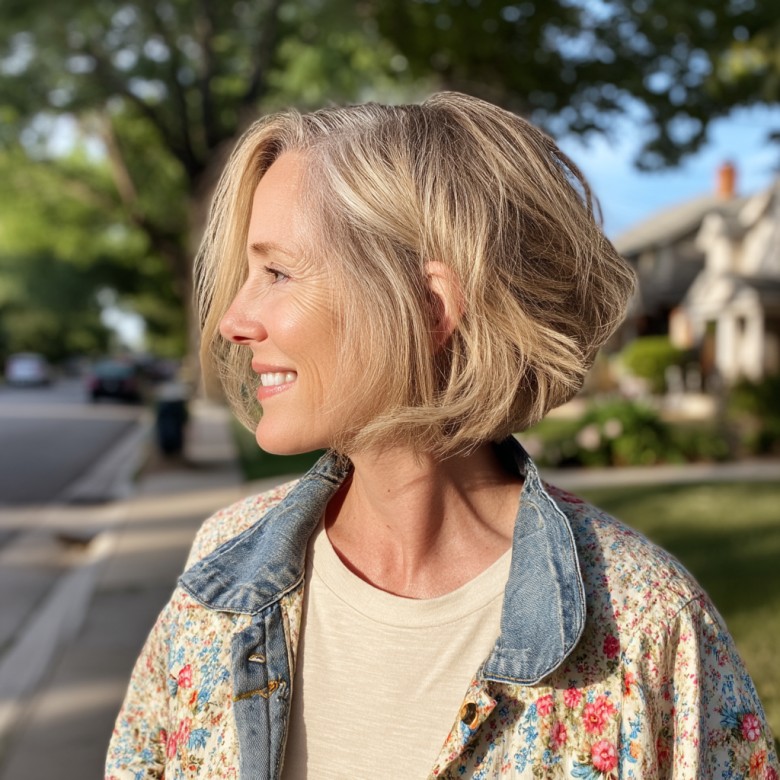 Effortlessly Chic Short Stacked Bob with Soft Waves